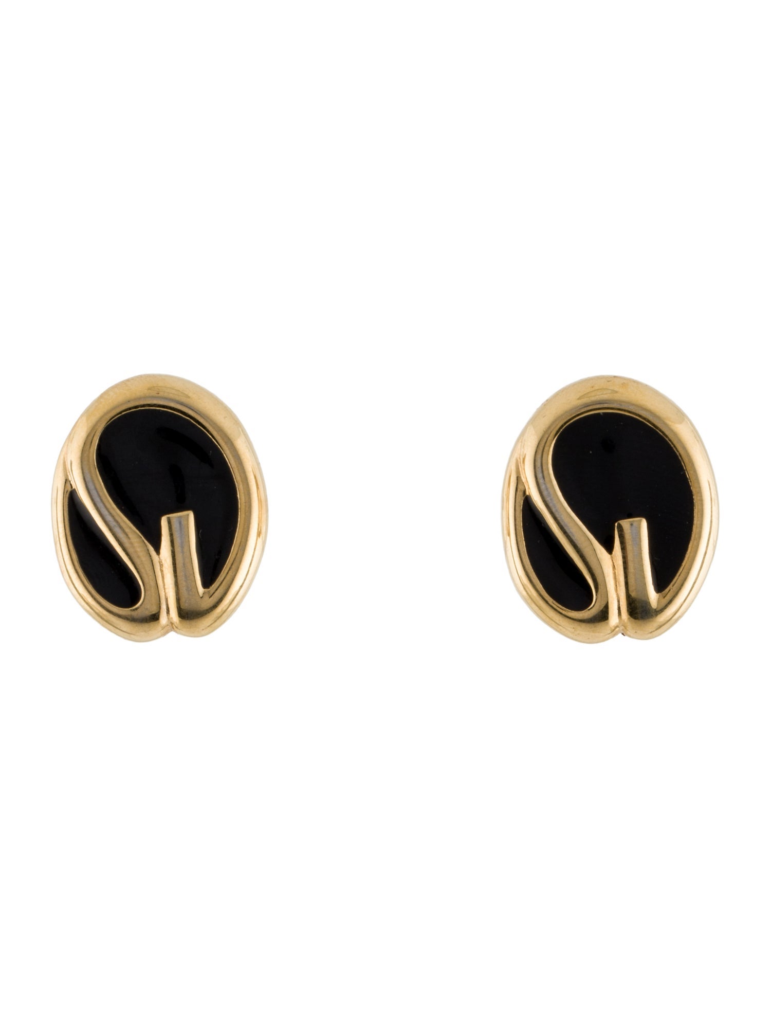 St. John Enamel Logo Clip On Earrings