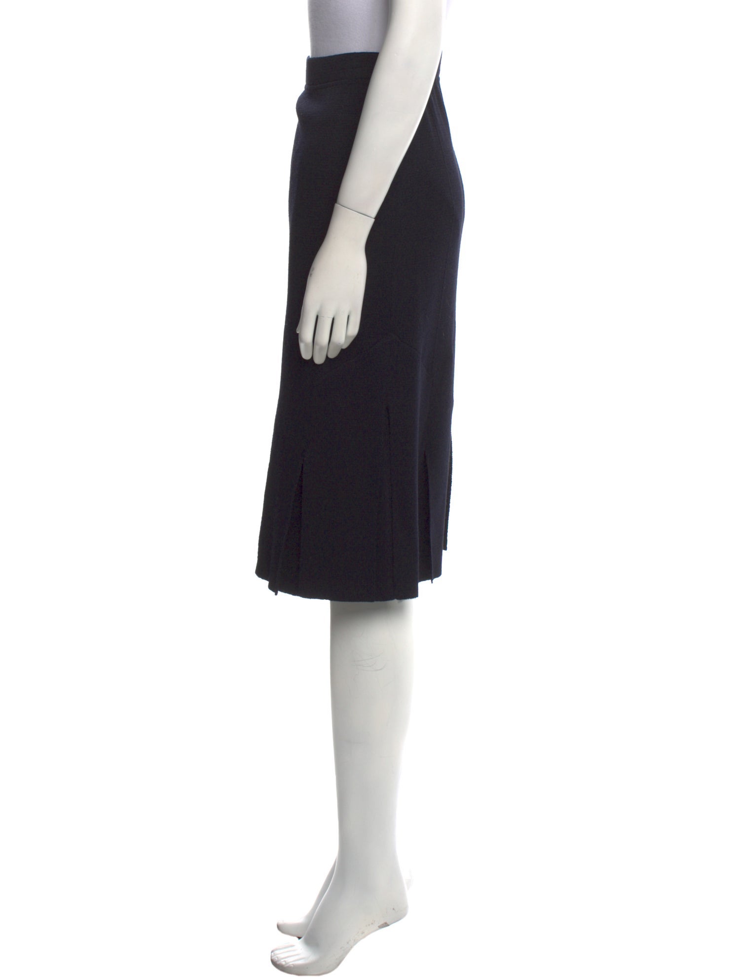 St. John Pleated Accents Knee-Length Skirt