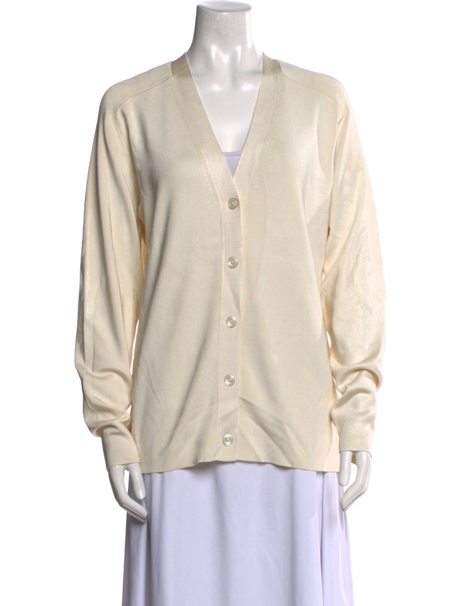 St. John V-Neck Long Sleeve Button-Up Top