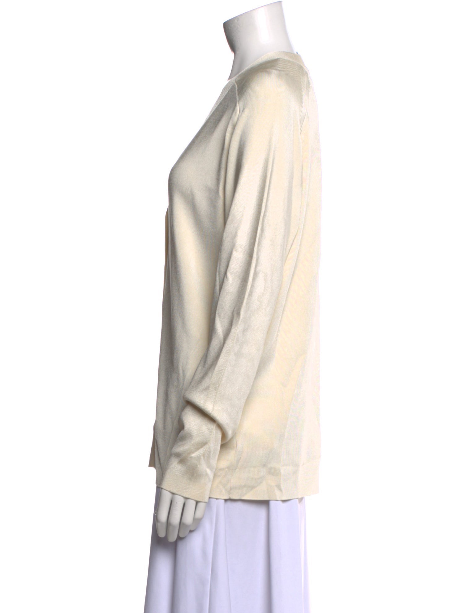 St. John V-Neck Long Sleeve Button-Up Top