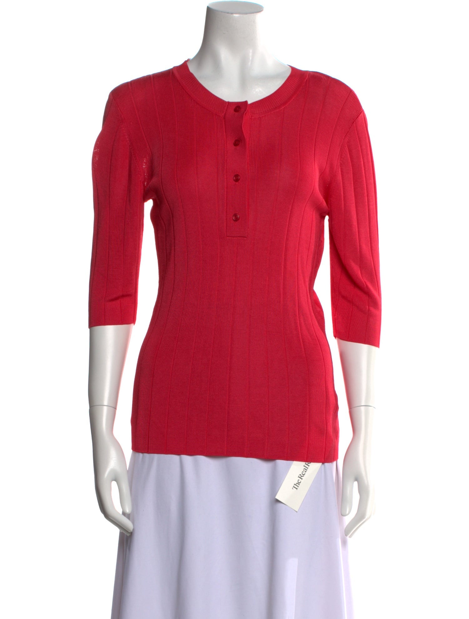 St. John Crew Neck Three-Quarter Sleeve Top