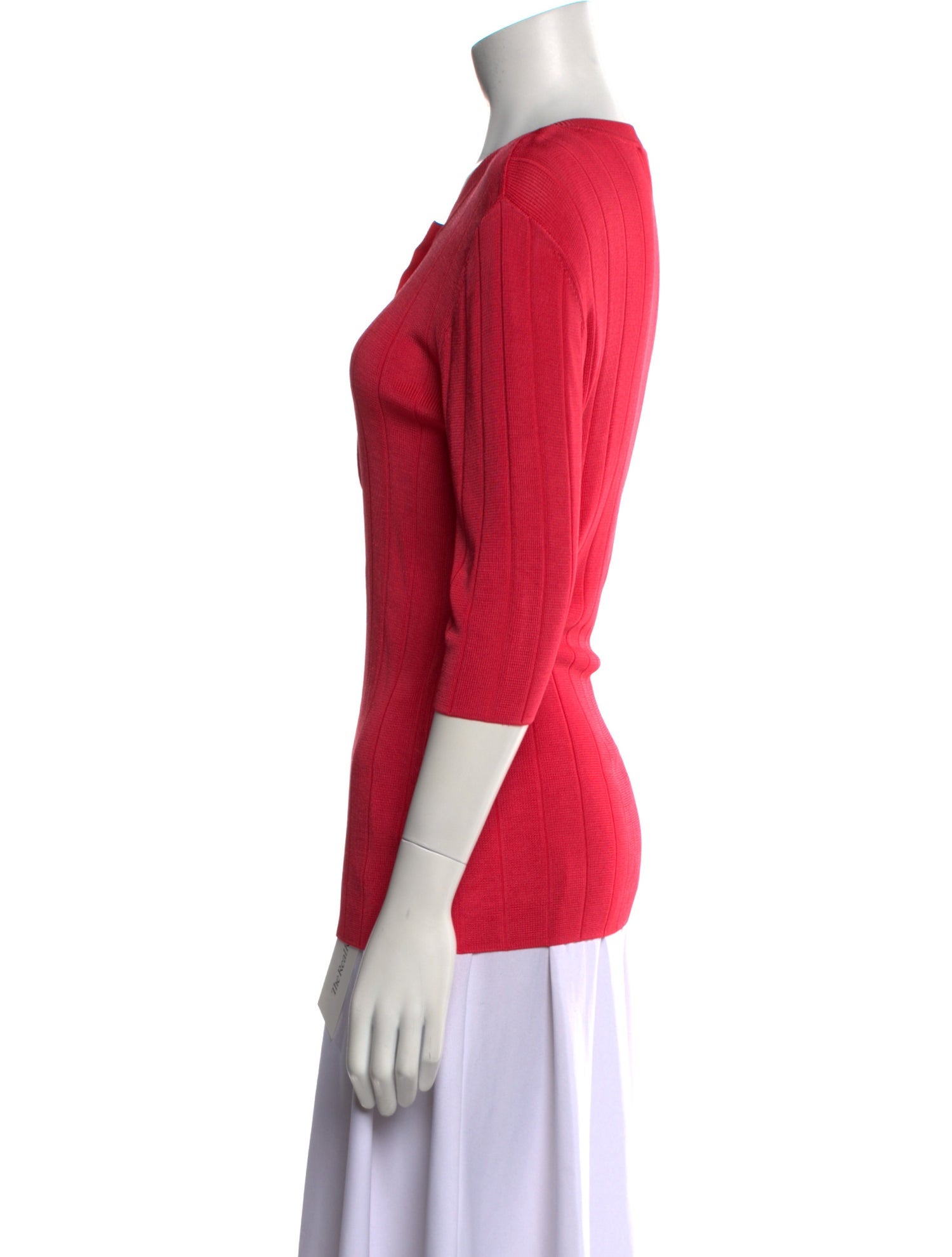 St. John Crew Neck Three-Quarter Sleeve Top