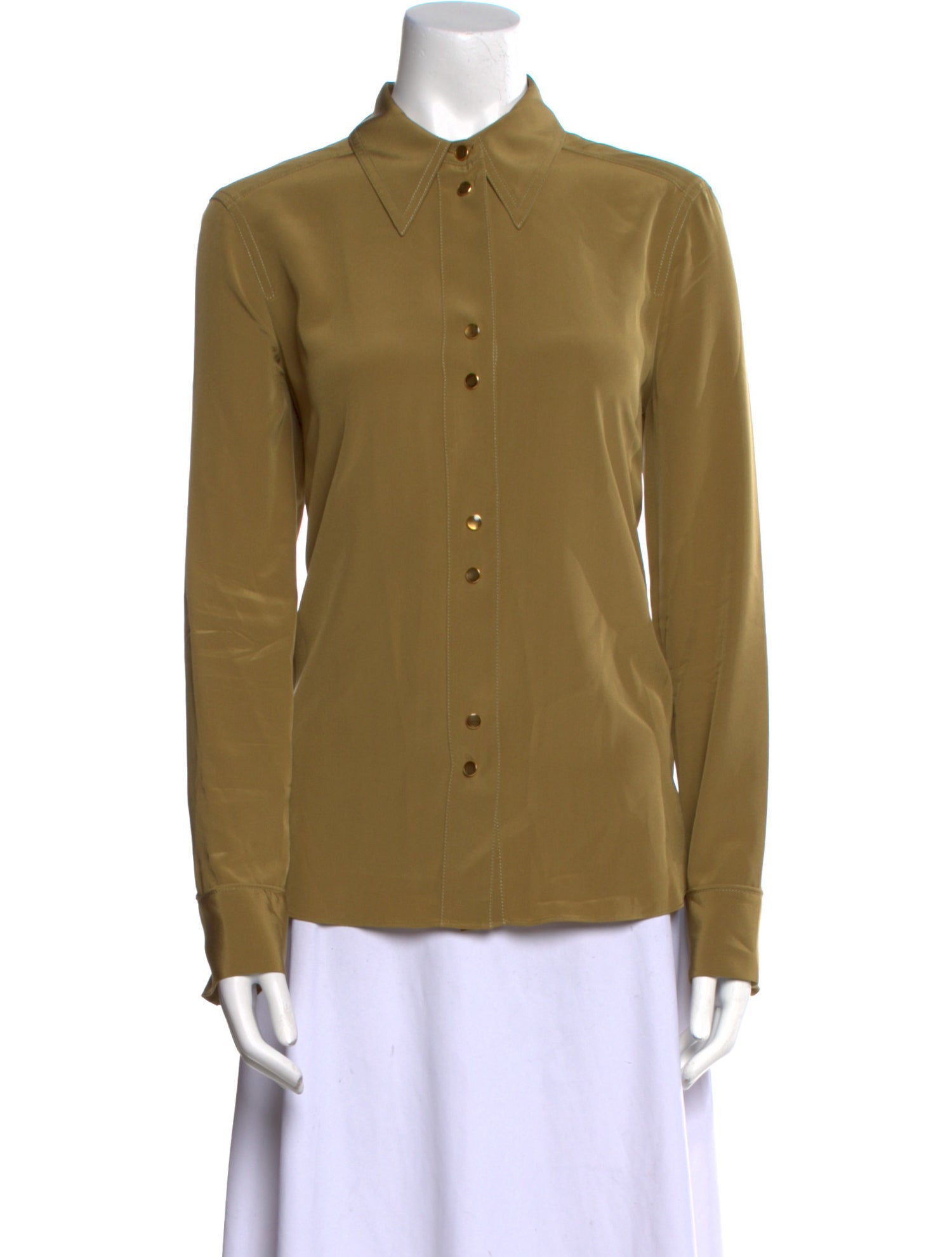 St. John Silk Long Sleeve Button-Up Top