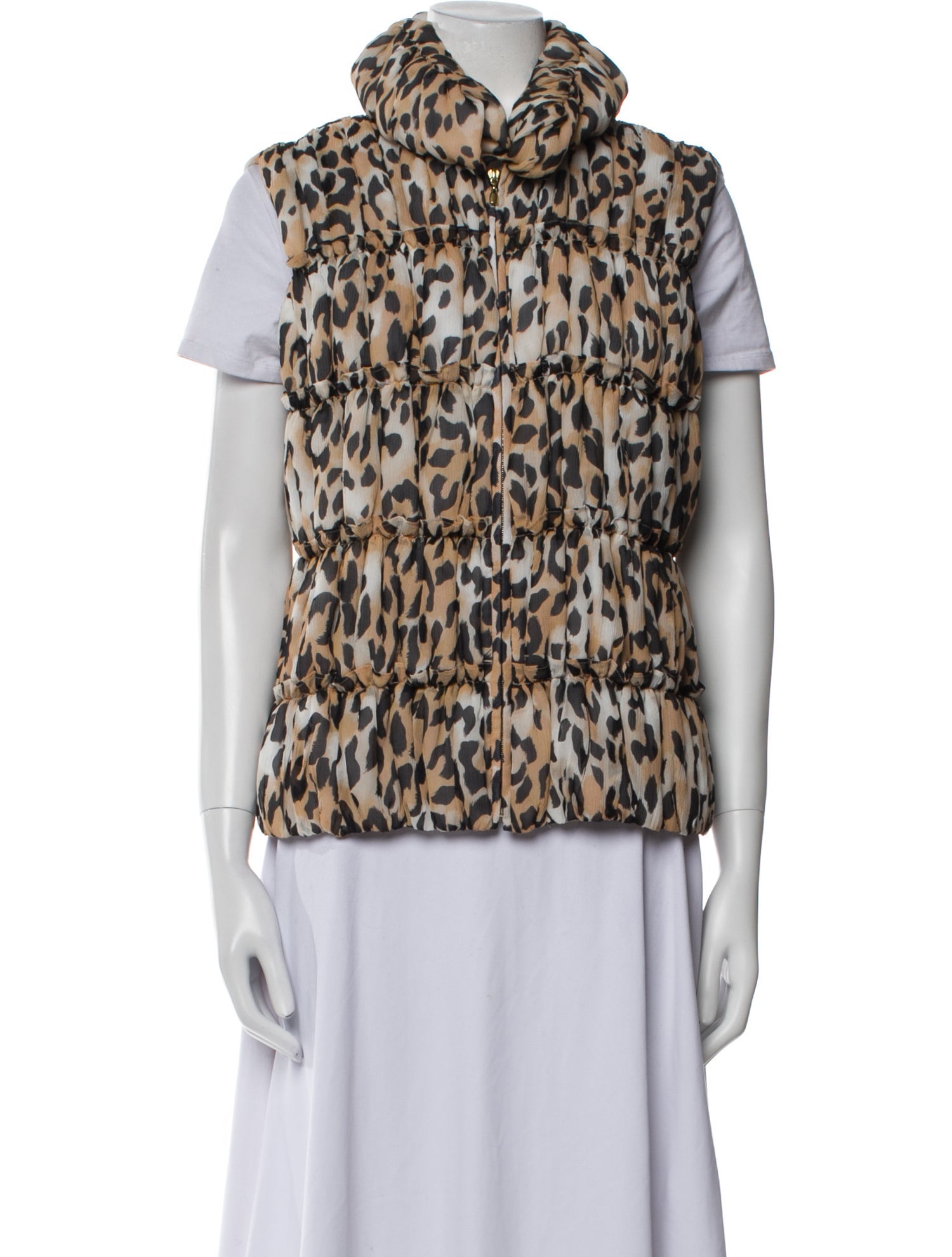 St. John Silk Animal Print Vest