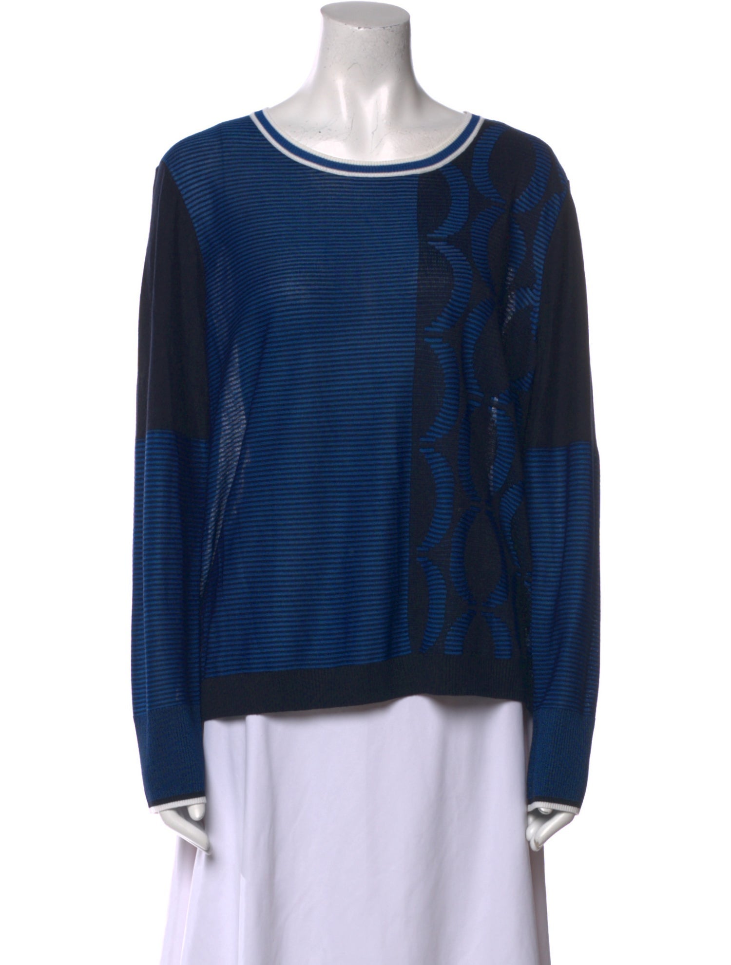 St. John Striped Scoop Neck Sweatshirt