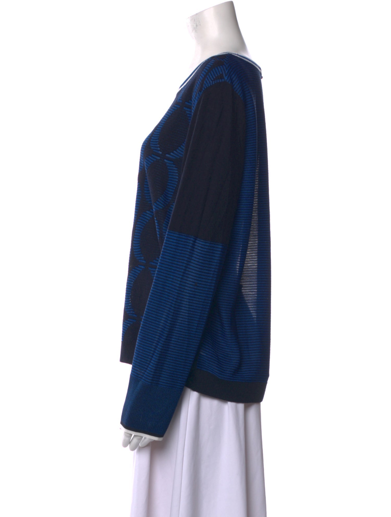 St. John Striped Scoop Neck Sweatshirt