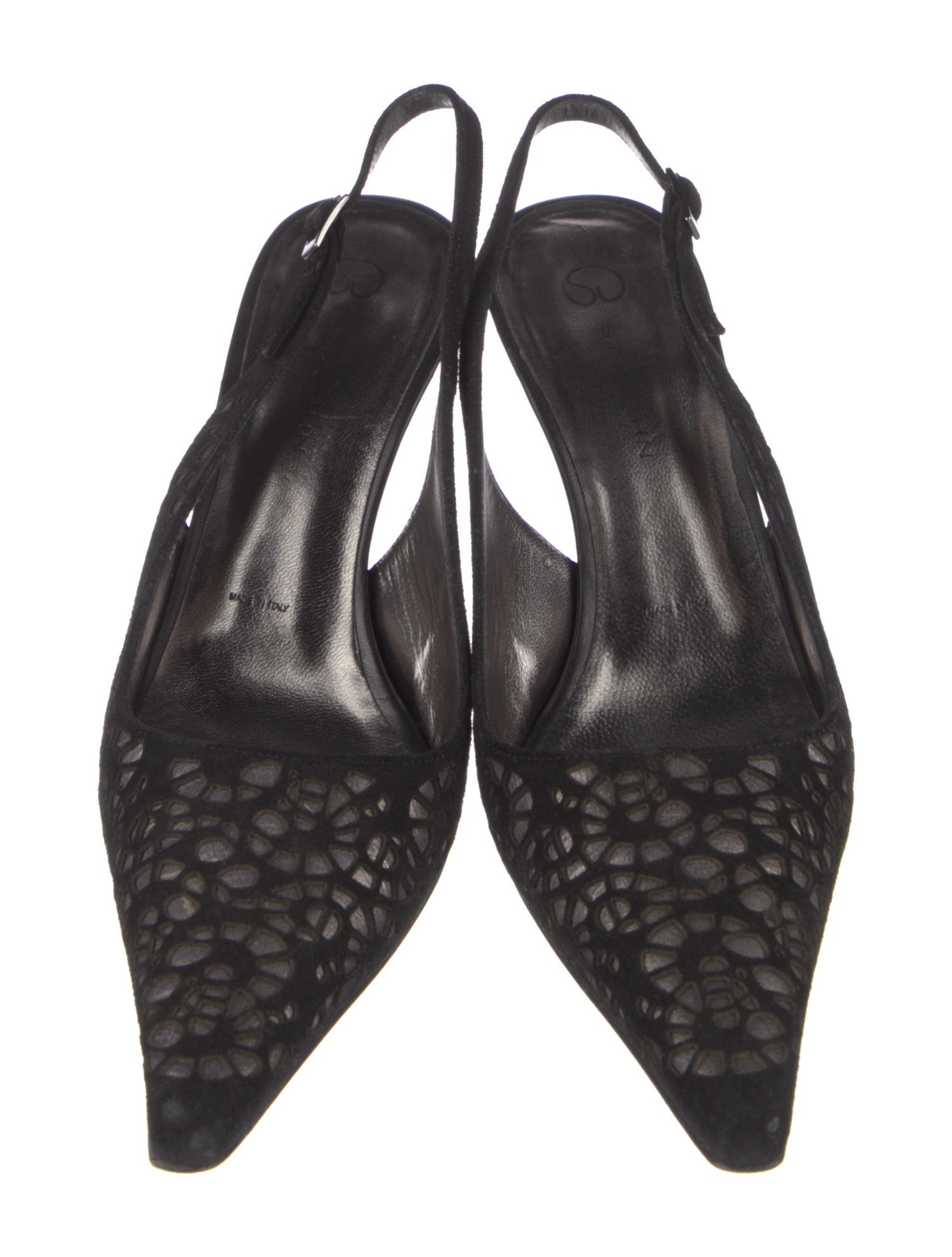 St. John Suede Lasercut Accents Slingback Pumps