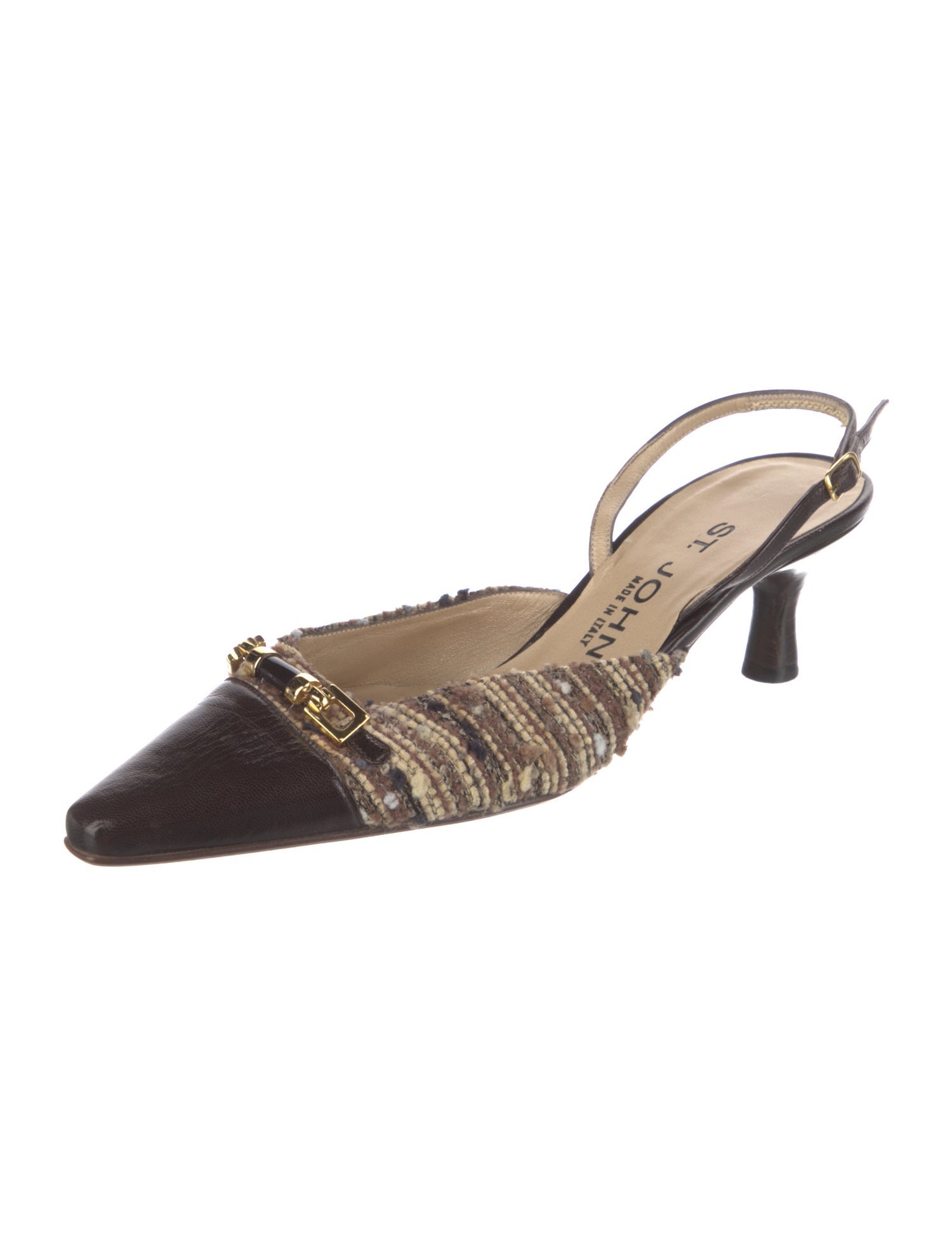 St. John Tweed Printed Slingback Pumps