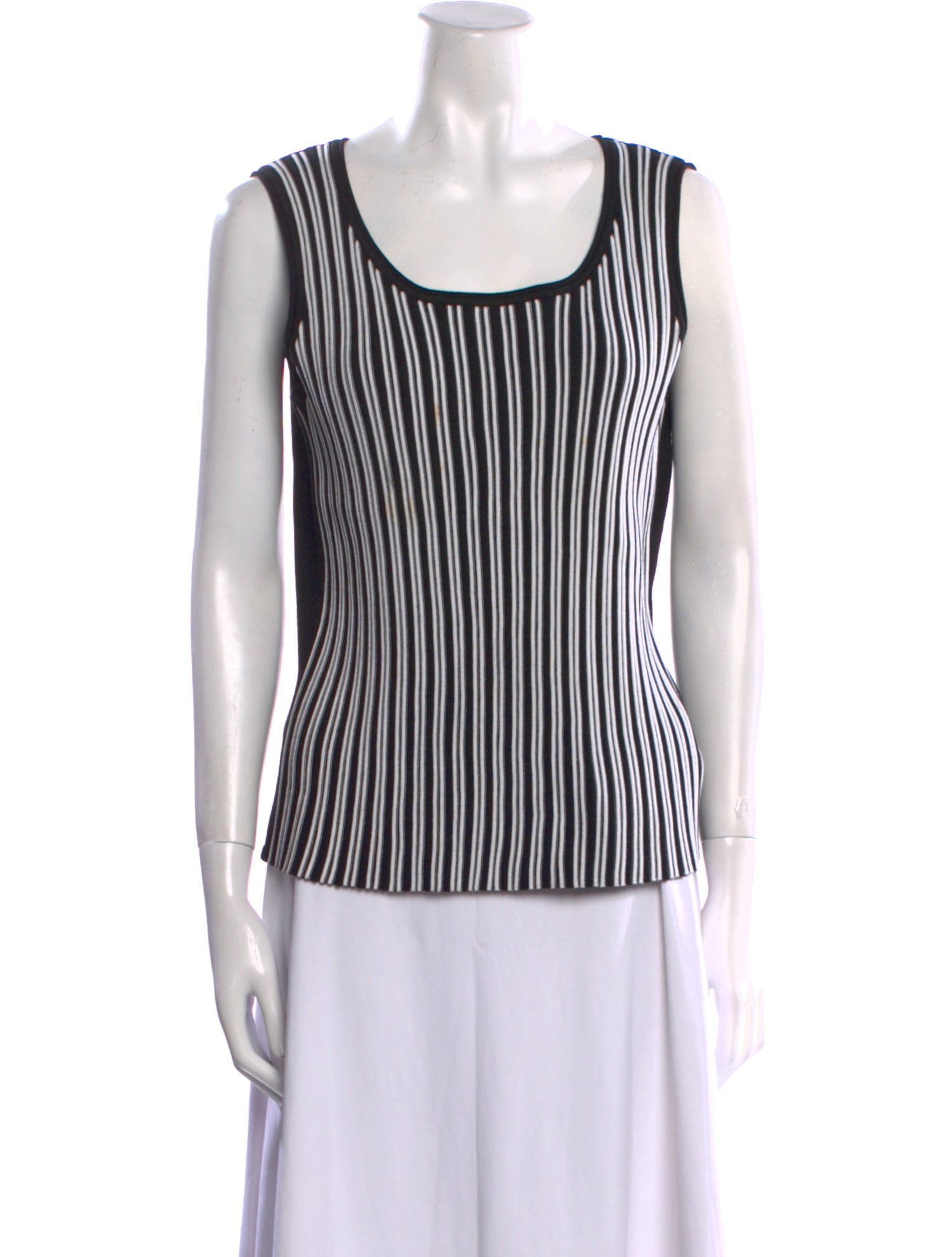 St. John Striped Scoop Neck Top