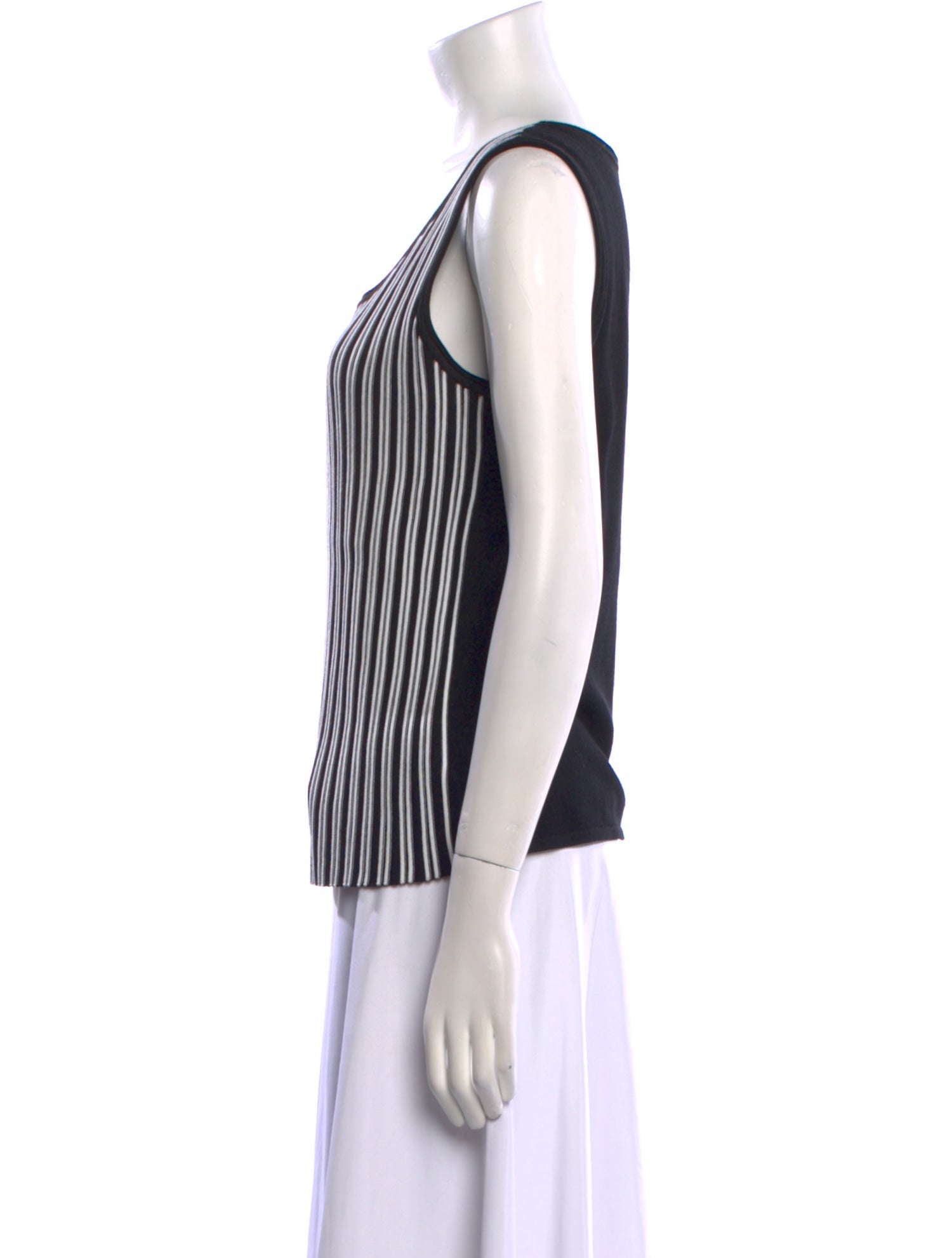 St. John Striped Scoop Neck Top