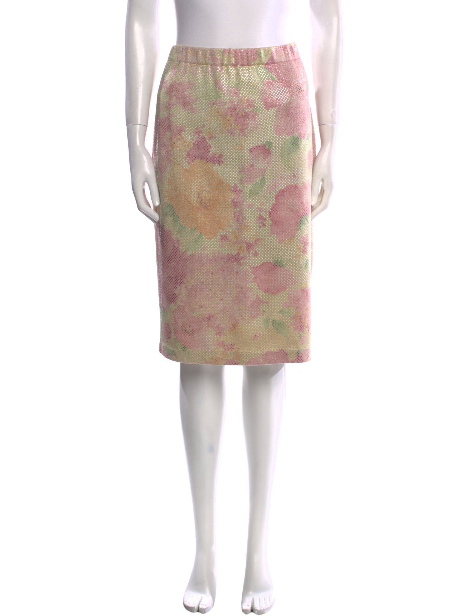 St. John Floral Print Knee-Length Skirt