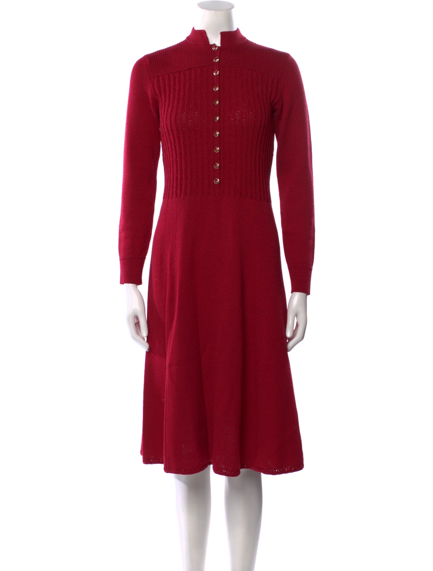 St. John Mock Neck Midi Length Dress