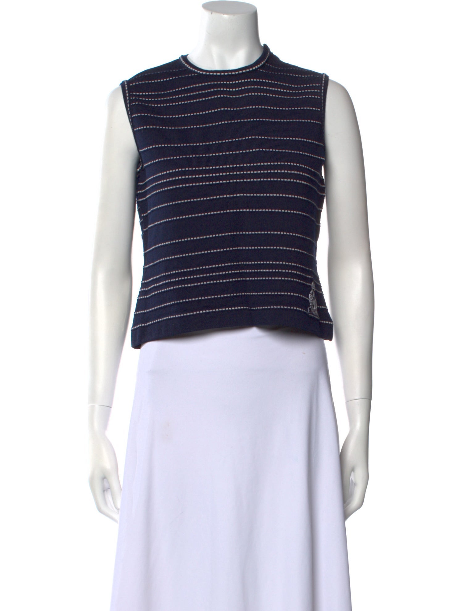 St. John Striped Crew Neck Crop Top