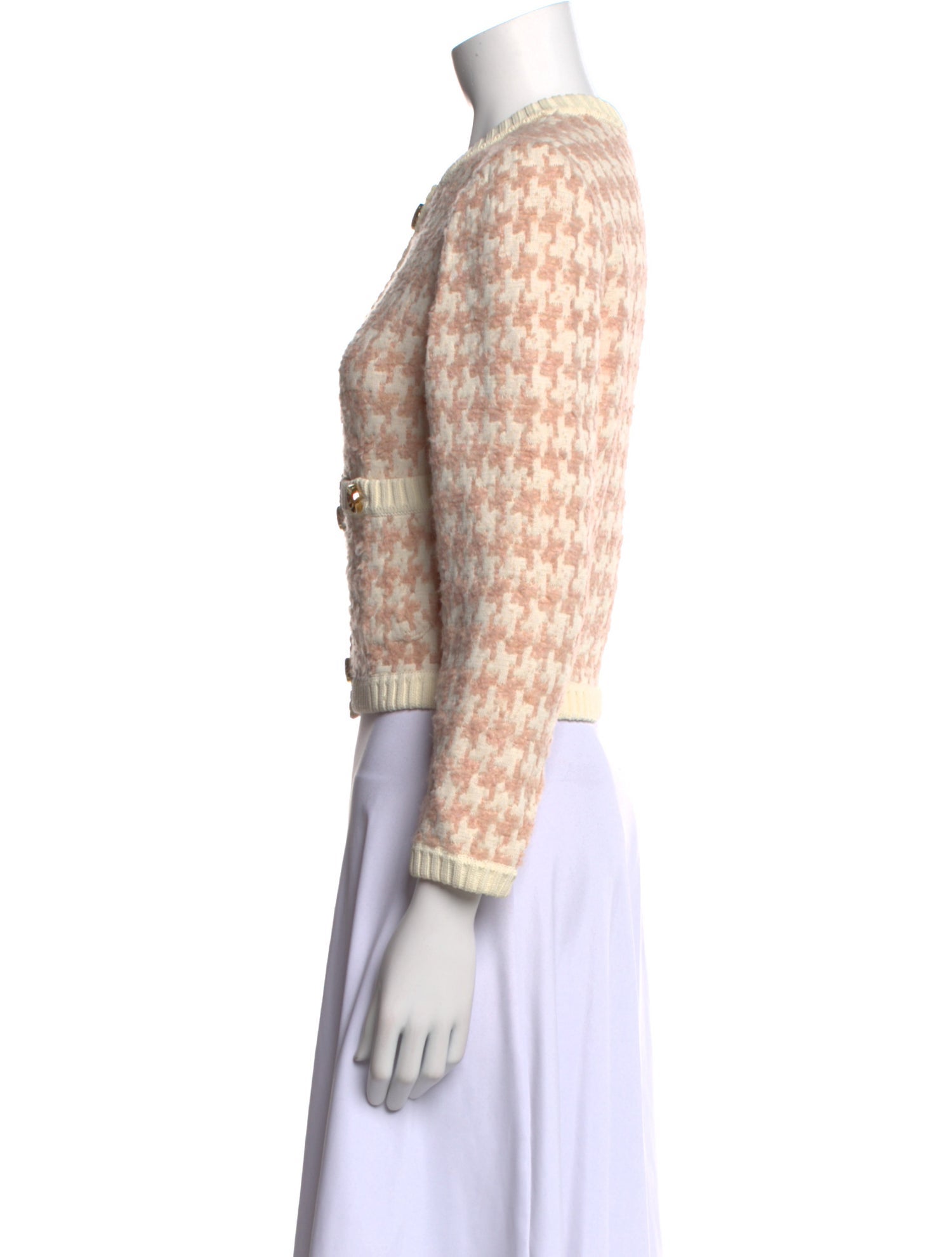 St. John Houndstooth Print Crew Neck Sweater