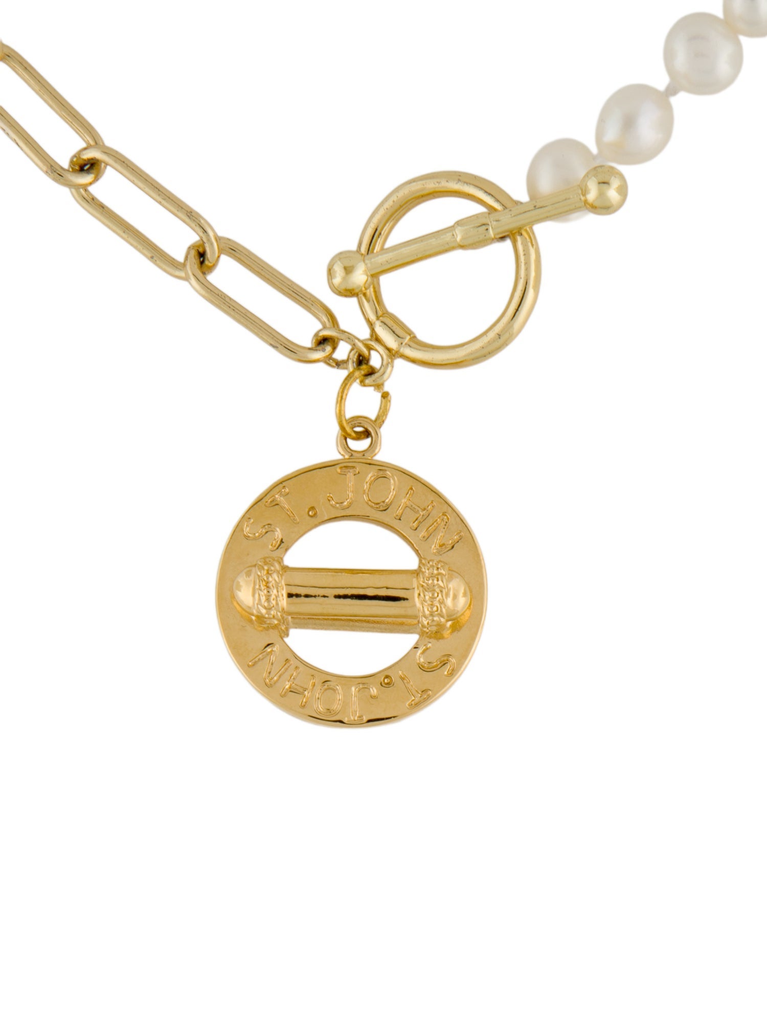 St. John Pearl Logo Pendant Necklace