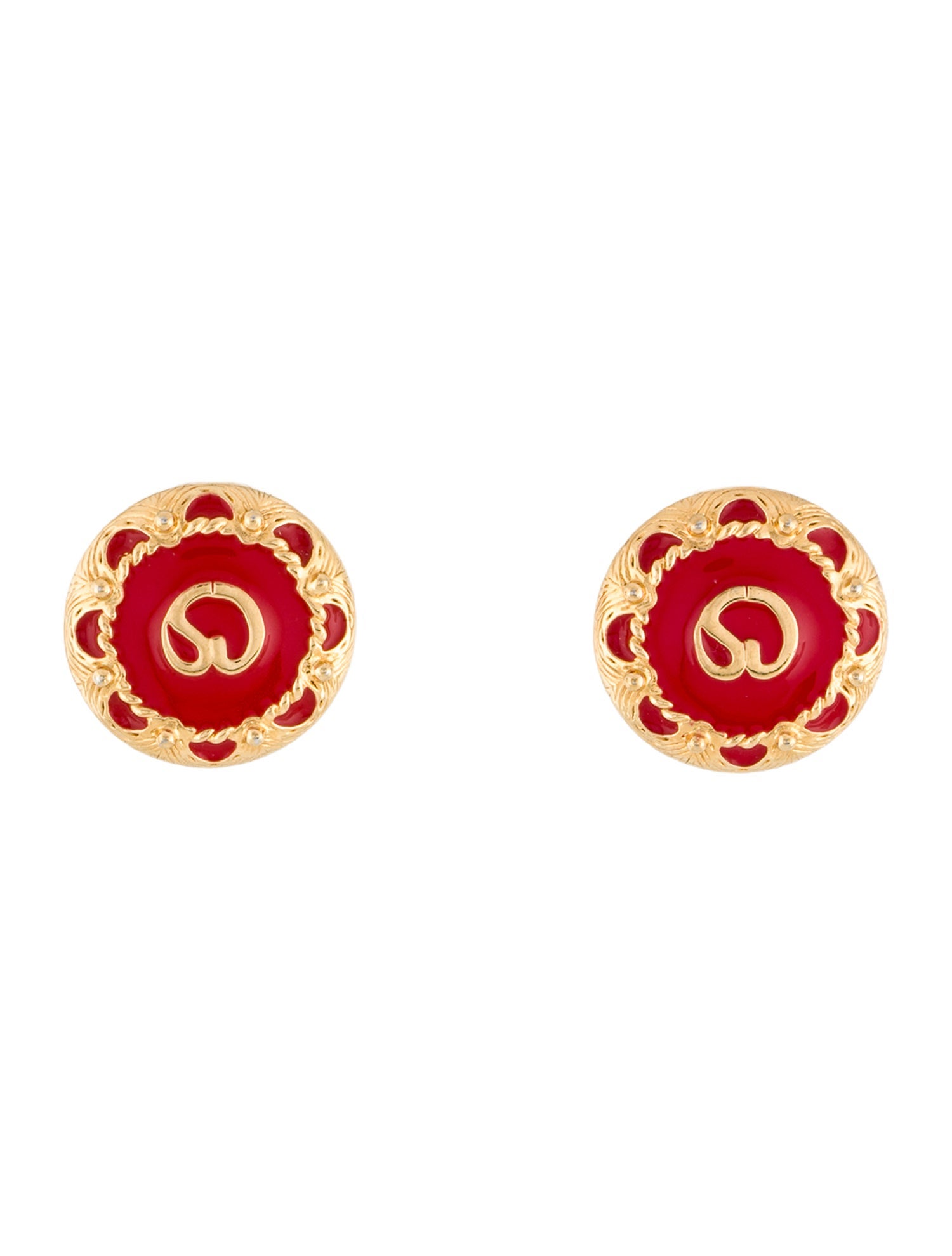 St. John Enamel Logo Clip-On Earrings