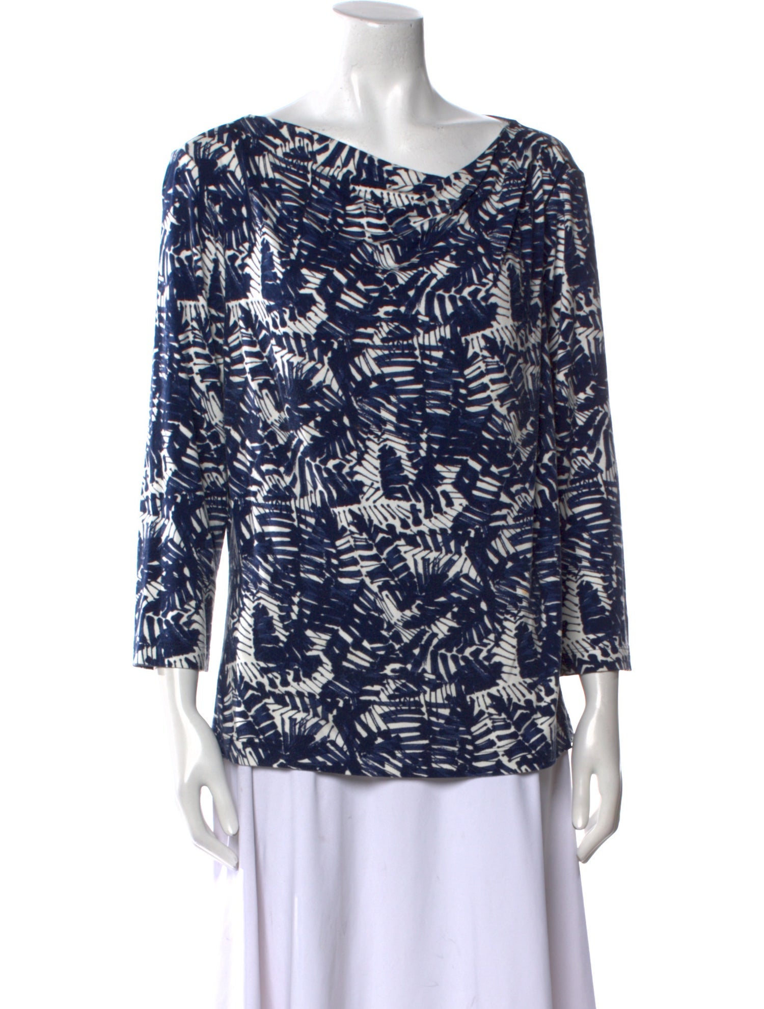 St. John Printed Cowl Neck Blouse