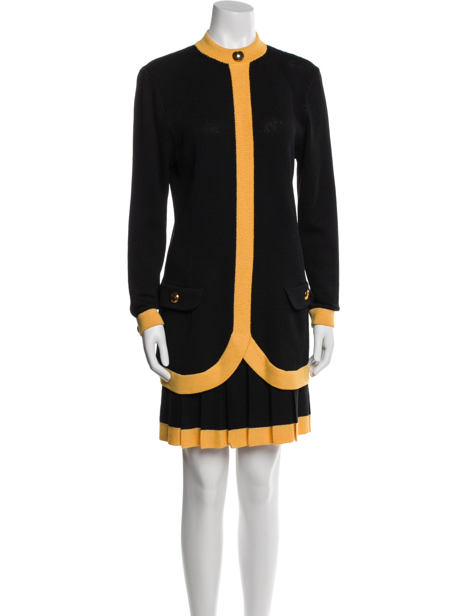 St. John Wool Striped Skirt Set