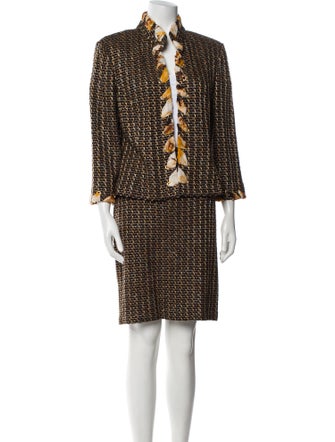 St. John Tweed Pattern Skirt Suit