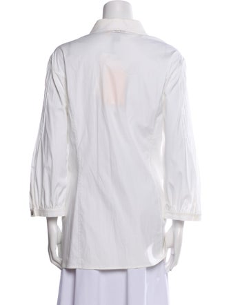 St. John Three-Quarter Sleeve Button-Up Top