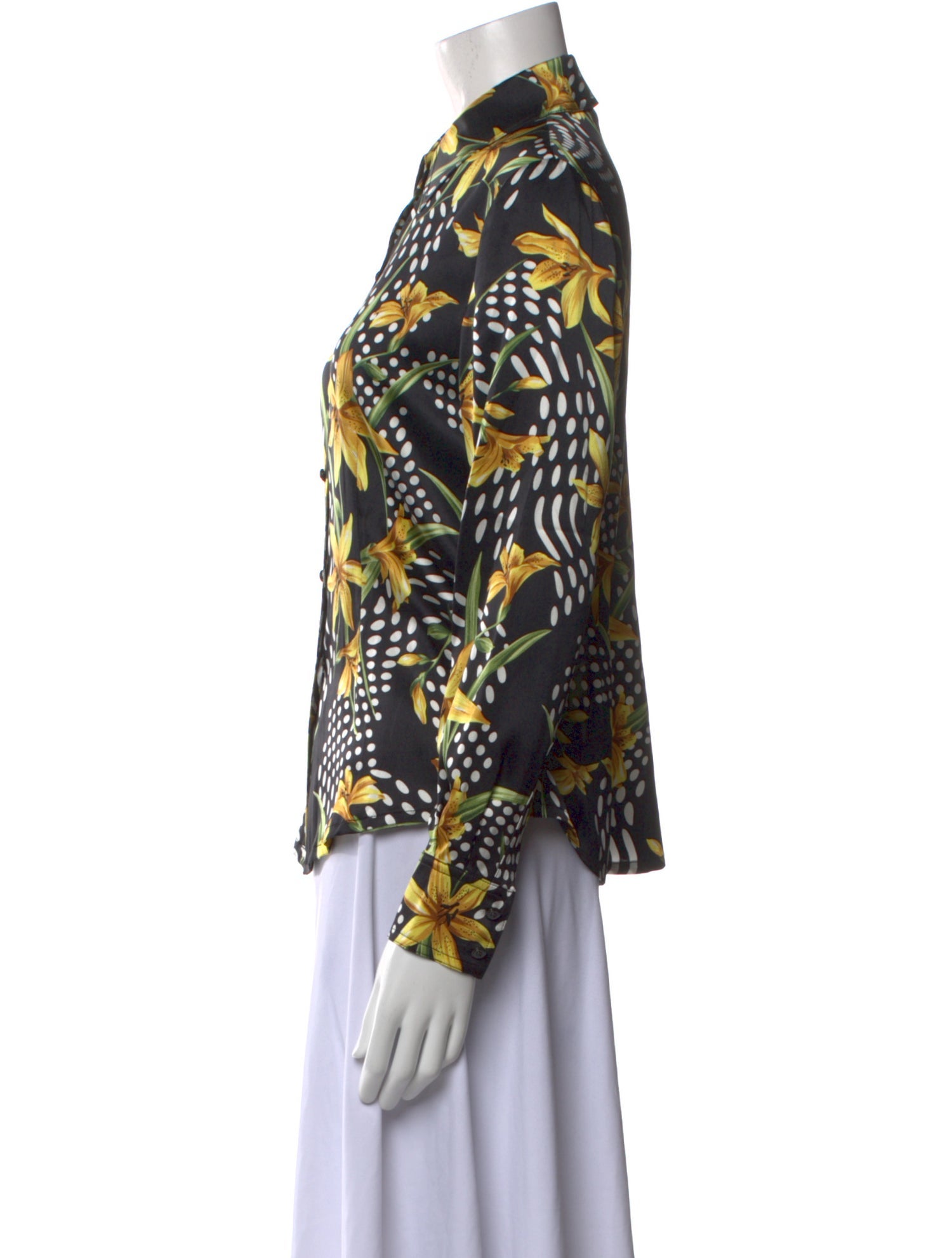 St. John Silk Printed Button-Up Top