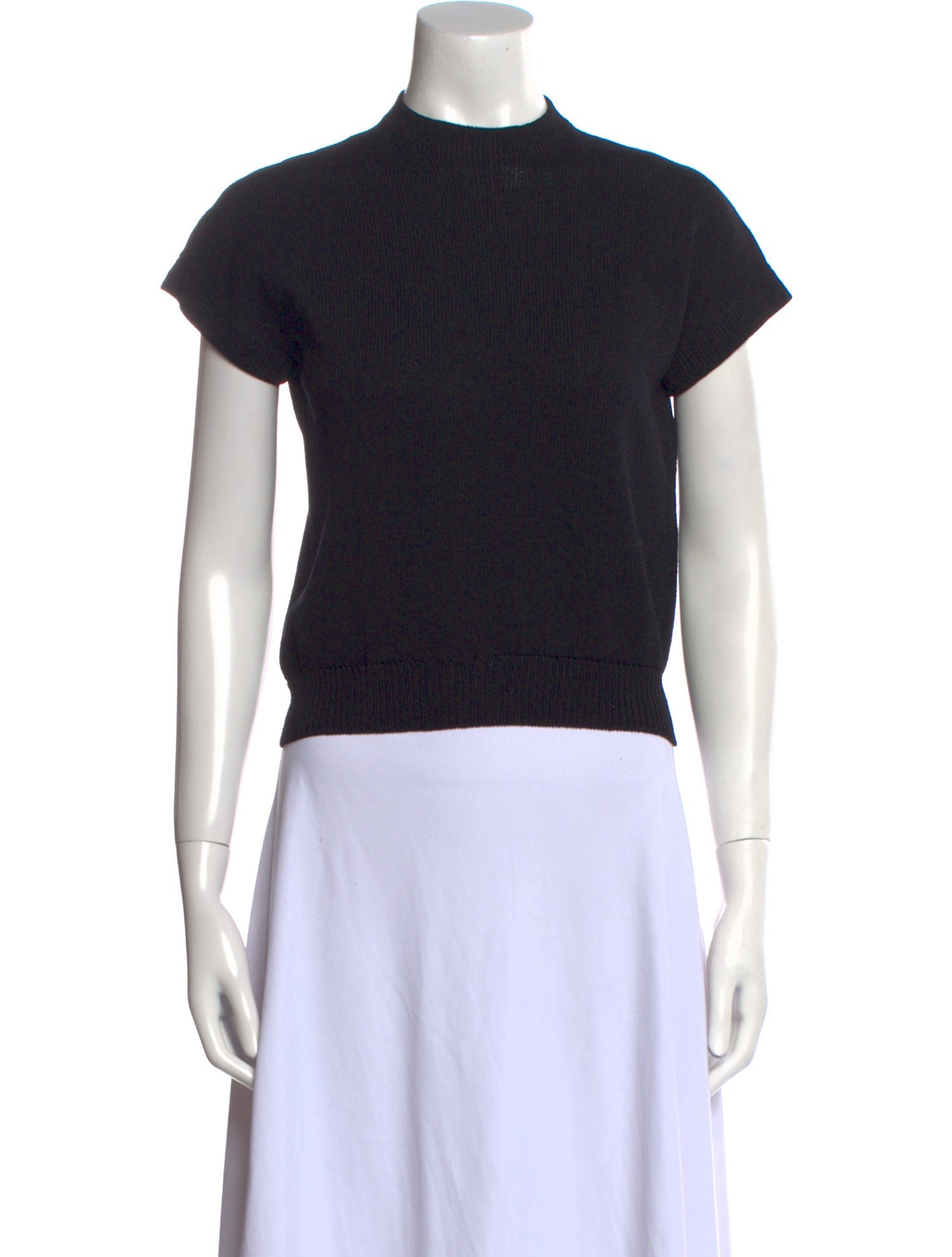 St. John Mock Neck Short Sleeve Crop Top