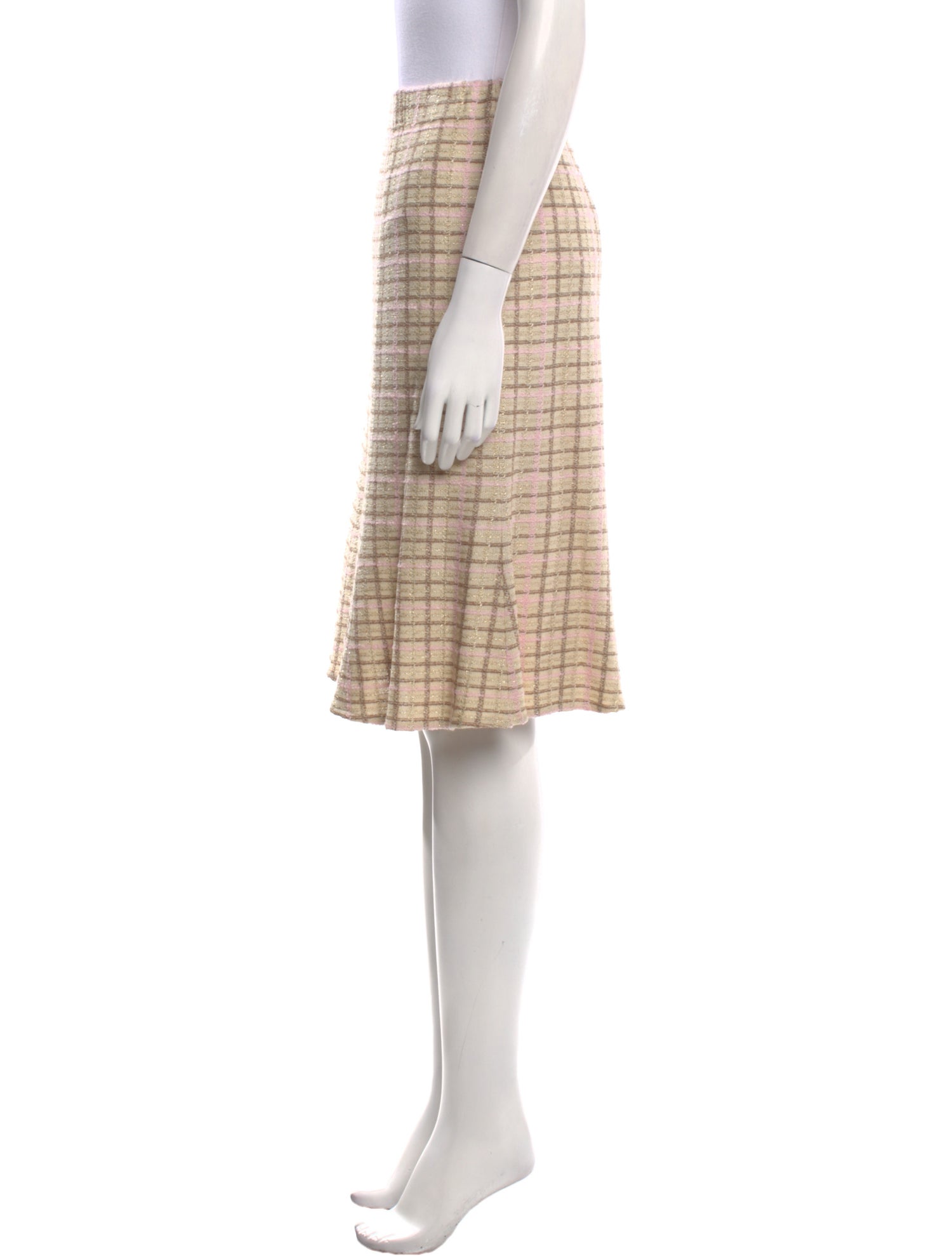 St. John Plaid Print Knee-Length Skirt
