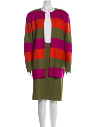 St. John Wool Colorblock Pattern Skirt Set