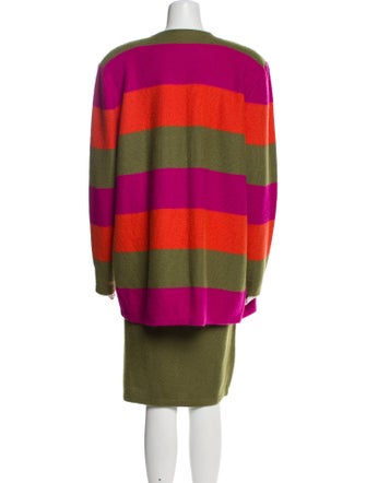 St. John Wool Colorblock Pattern Skirt Set
