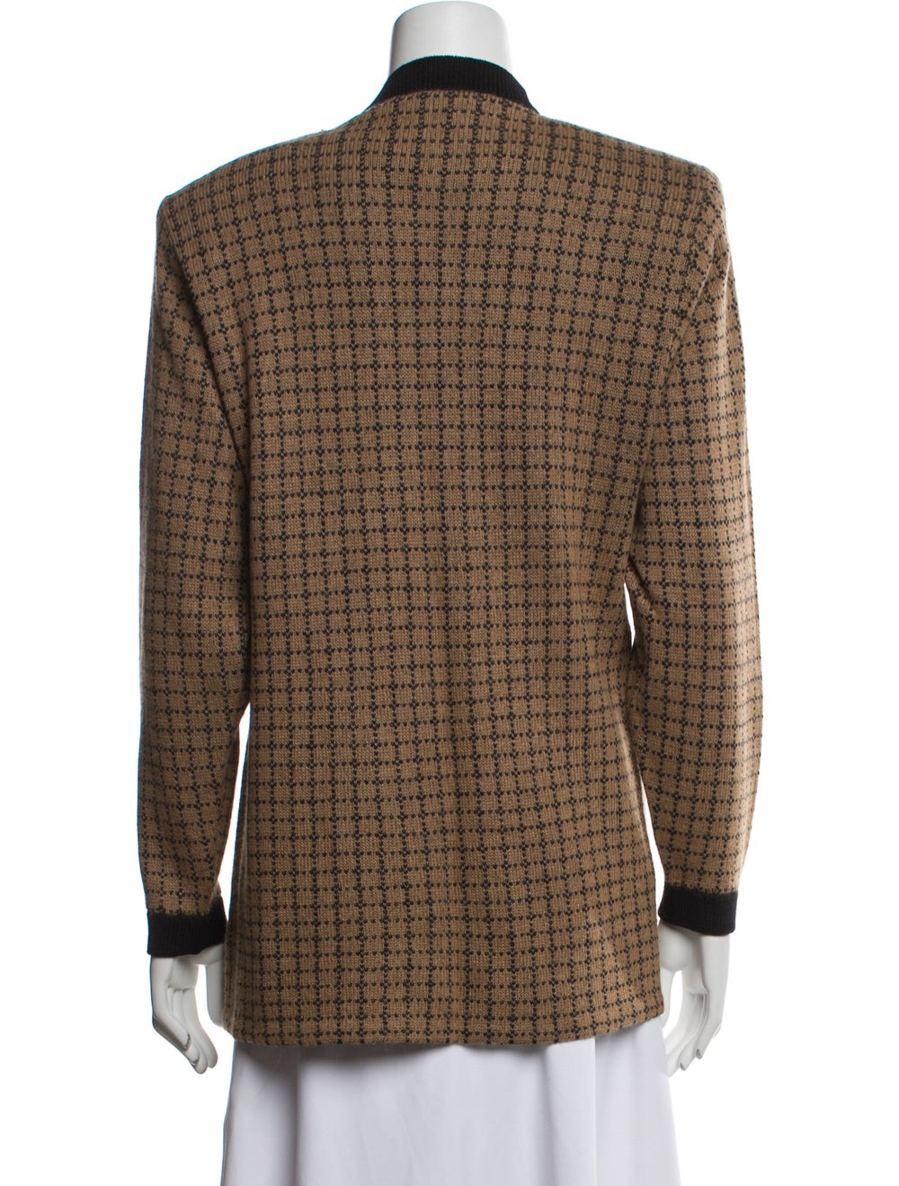 St. John Blazer Brown Tweed Pattern Collarless - image 3