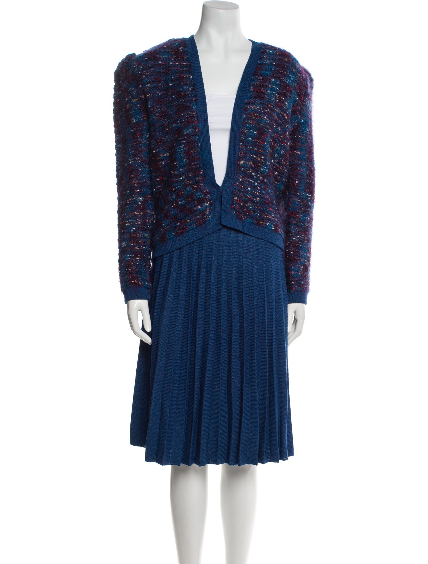 St. John Printed Pleated Accents Skirt Set