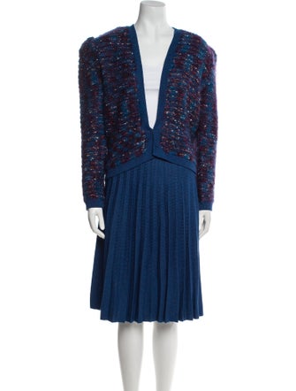 St. John Printed Pleated Accents Skirt Set