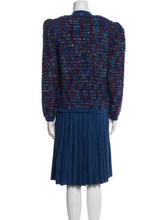 St. John Printed Pleated Accents Skirt Set