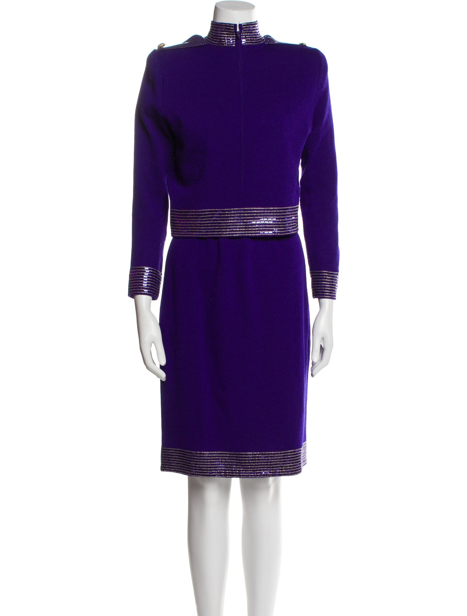 St. John Wool Colorblock Pattern Skirt Set