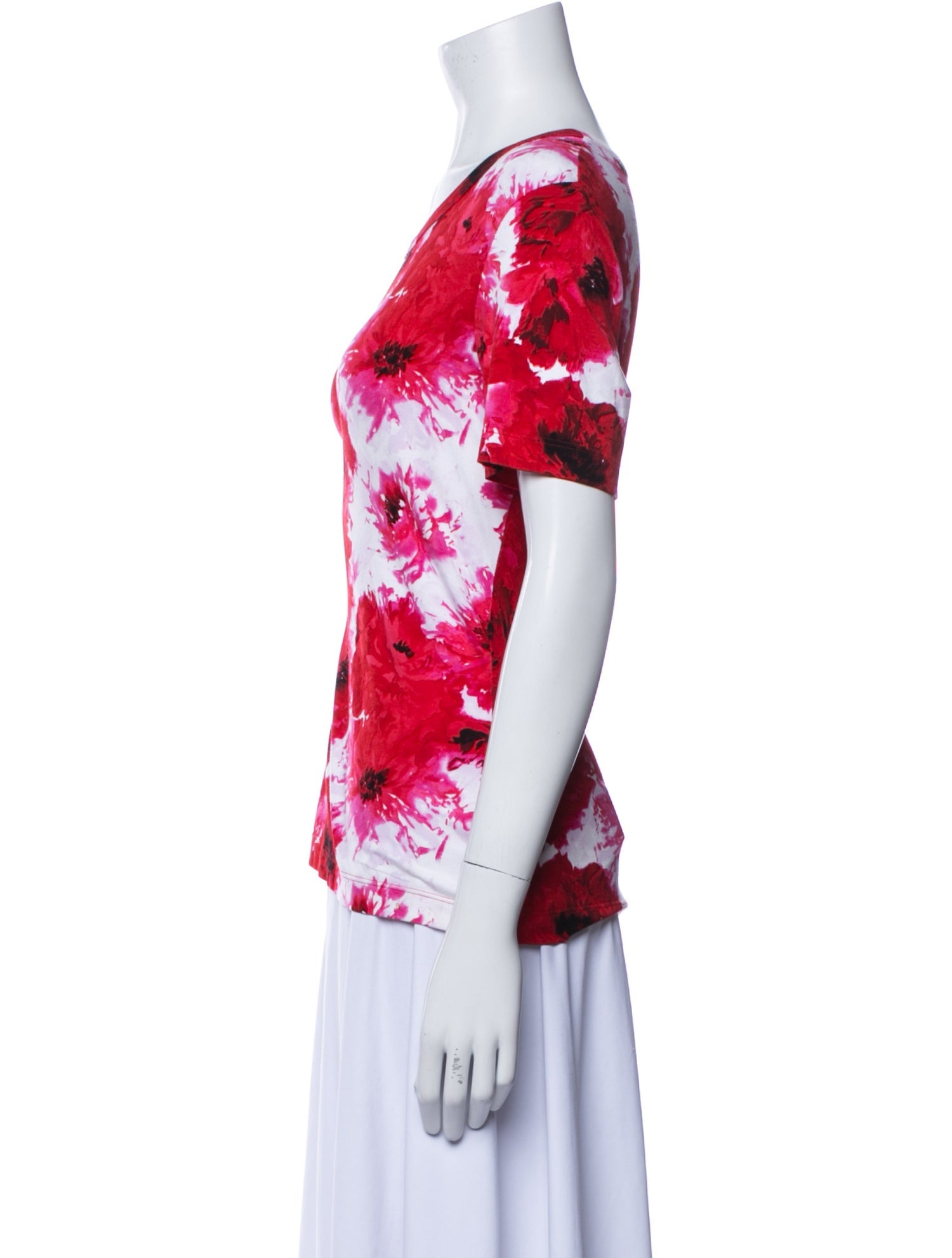 St. John Floral Print Scoop Neck T-Shirt