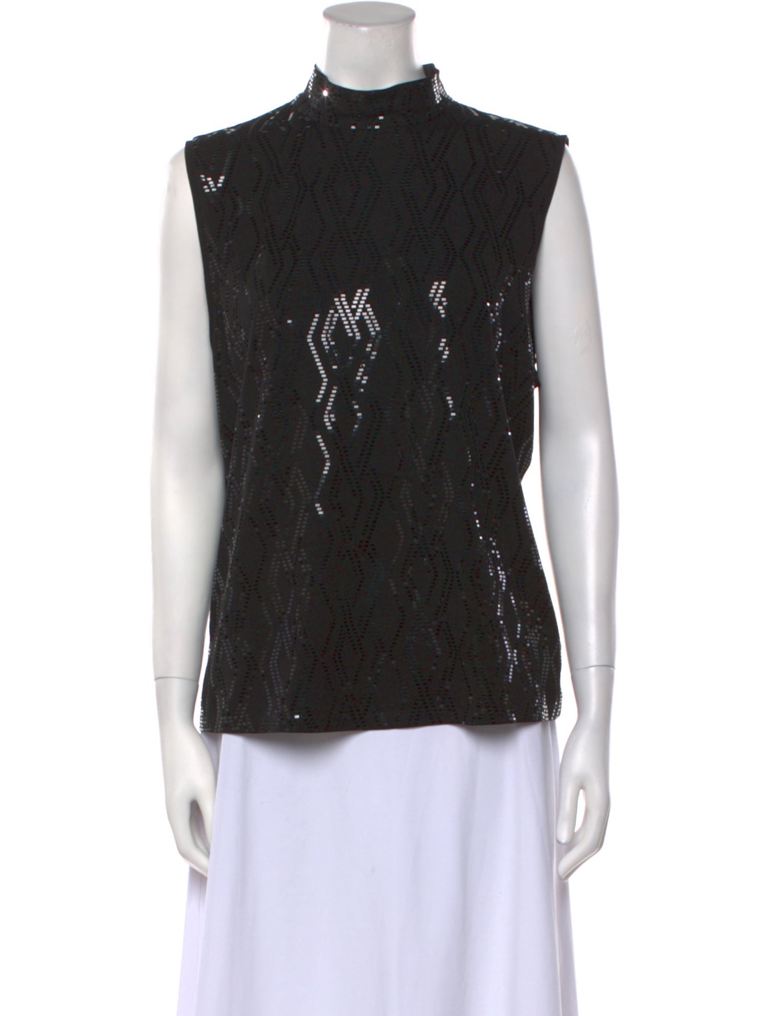 St. John Mock Neck Sleeveless Top