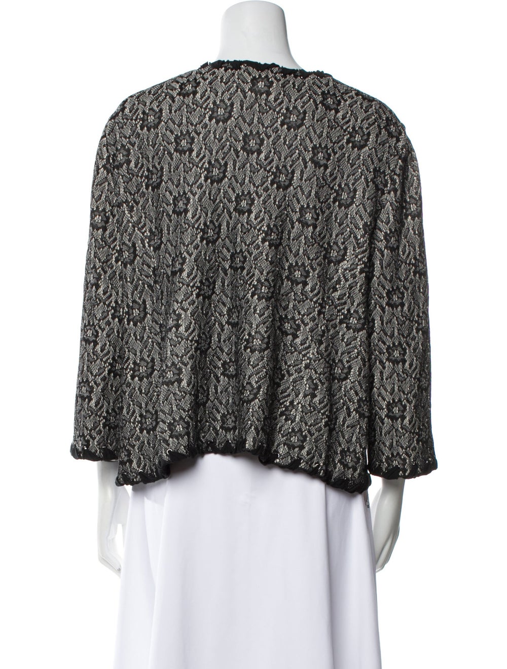 St. John Jacket Black Patterned Collarless Hook a… - image 3