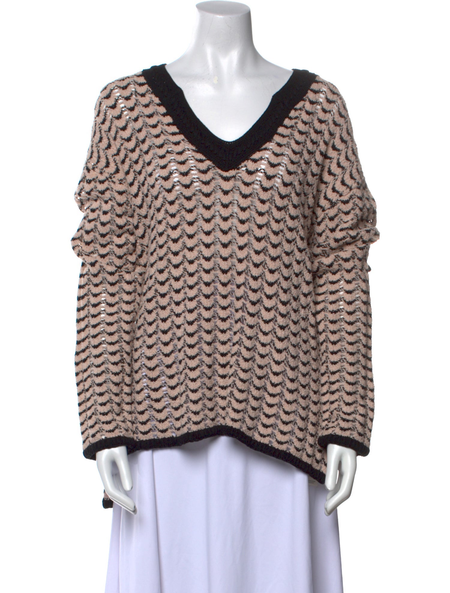 St. John Striped V-Neck Sweater w/ Tags