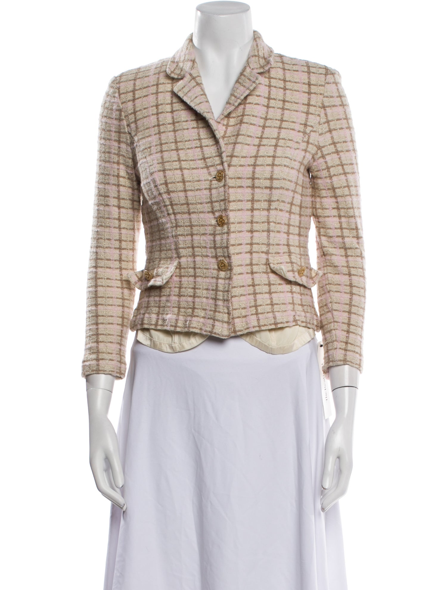 St. John Plaid Print Blazer