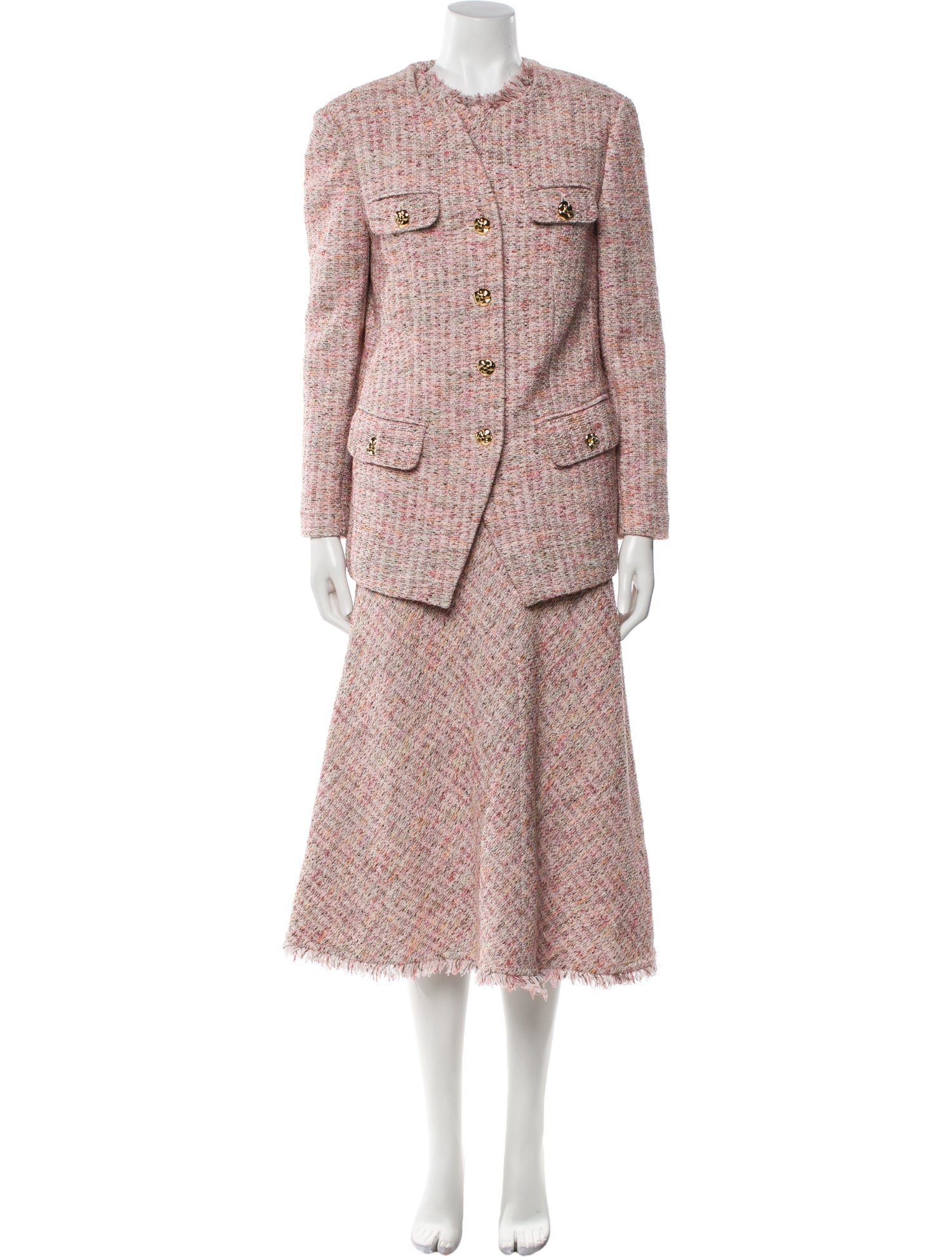 St. John Tweed Houndstooth Print Dress Set