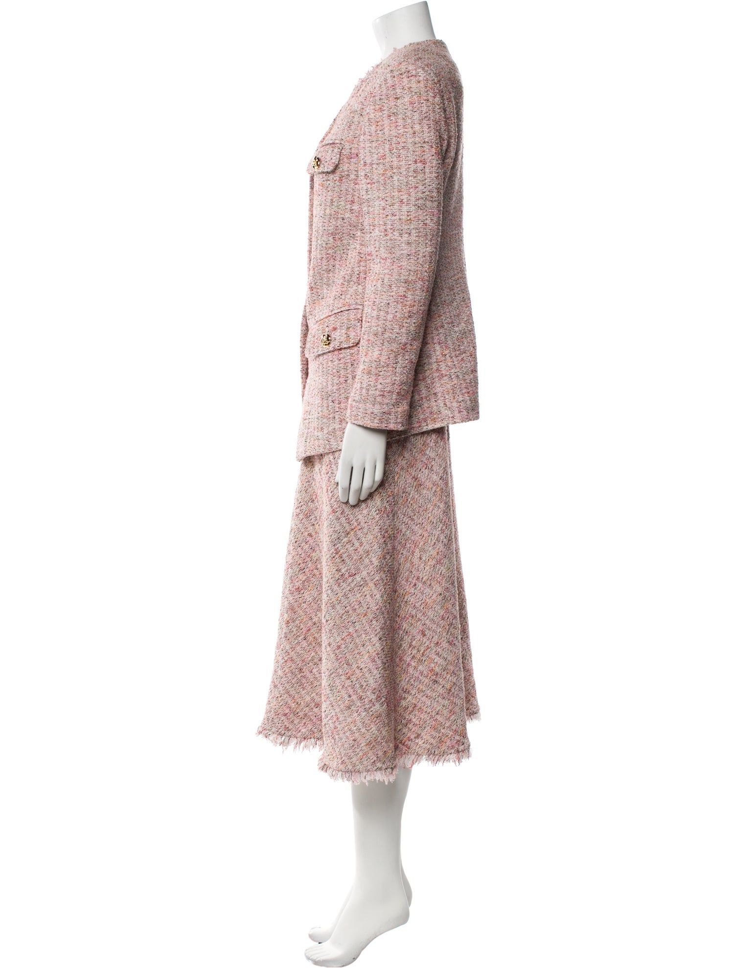 St. John Tweed Houndstooth Print Dress Set