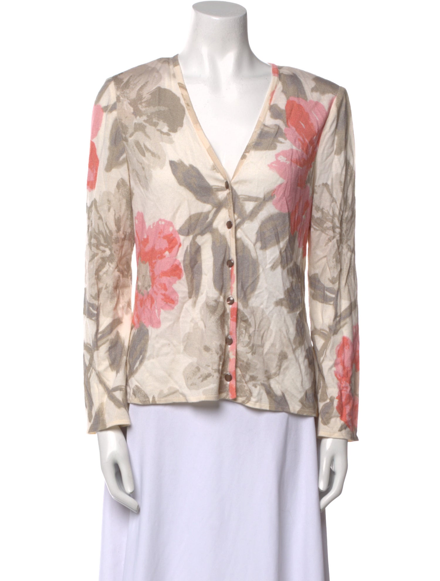 St. John Wool Floral Print Blouse