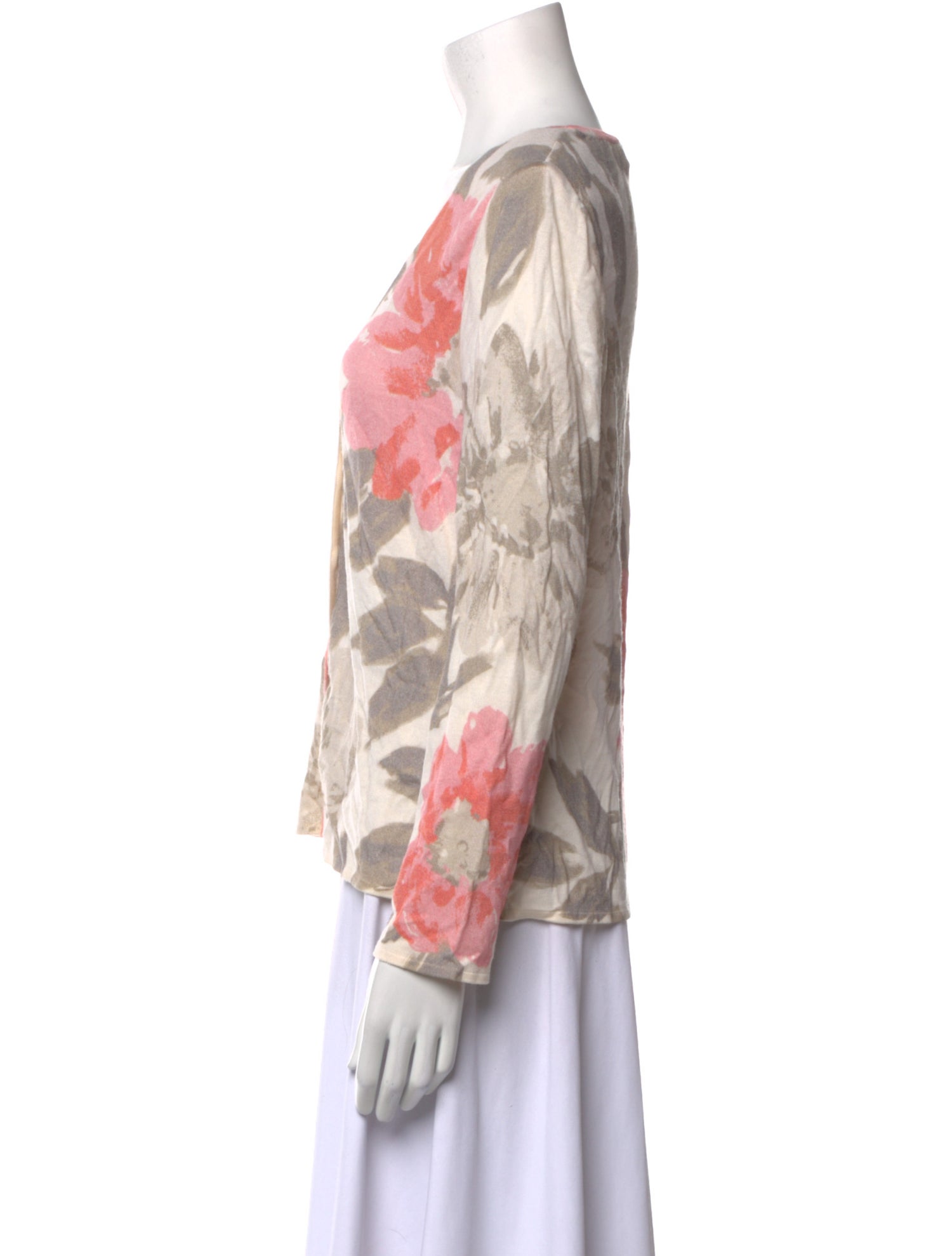 St. John Wool Floral Print Blouse