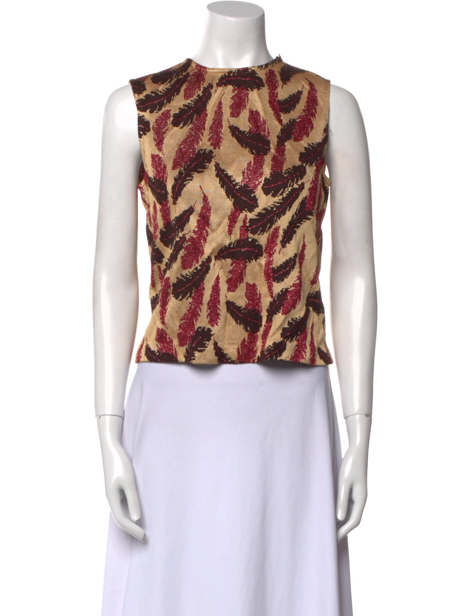 St. John Animal Print Crew Neck Crop Top