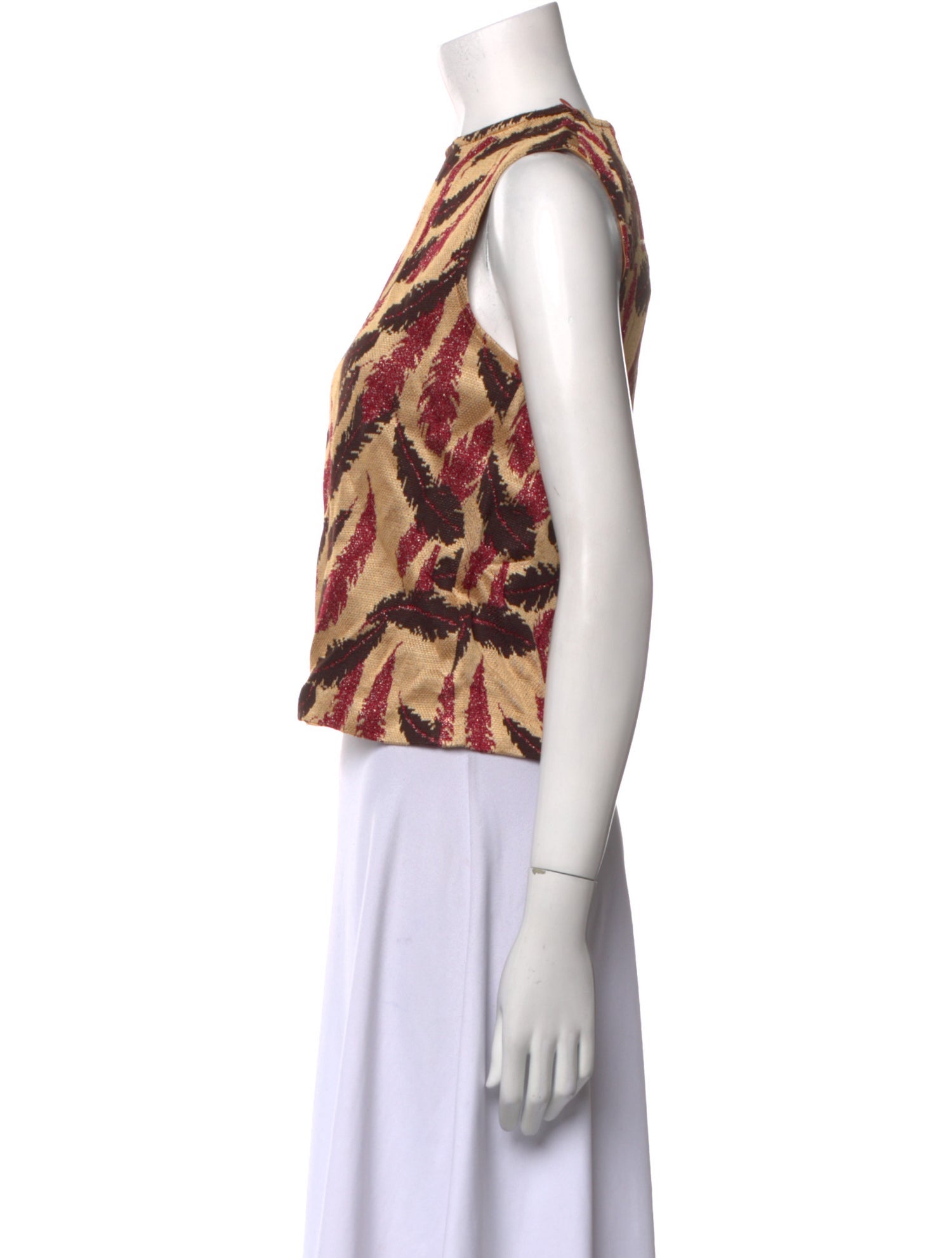 St. John Animal Print Crew Neck Crop Top