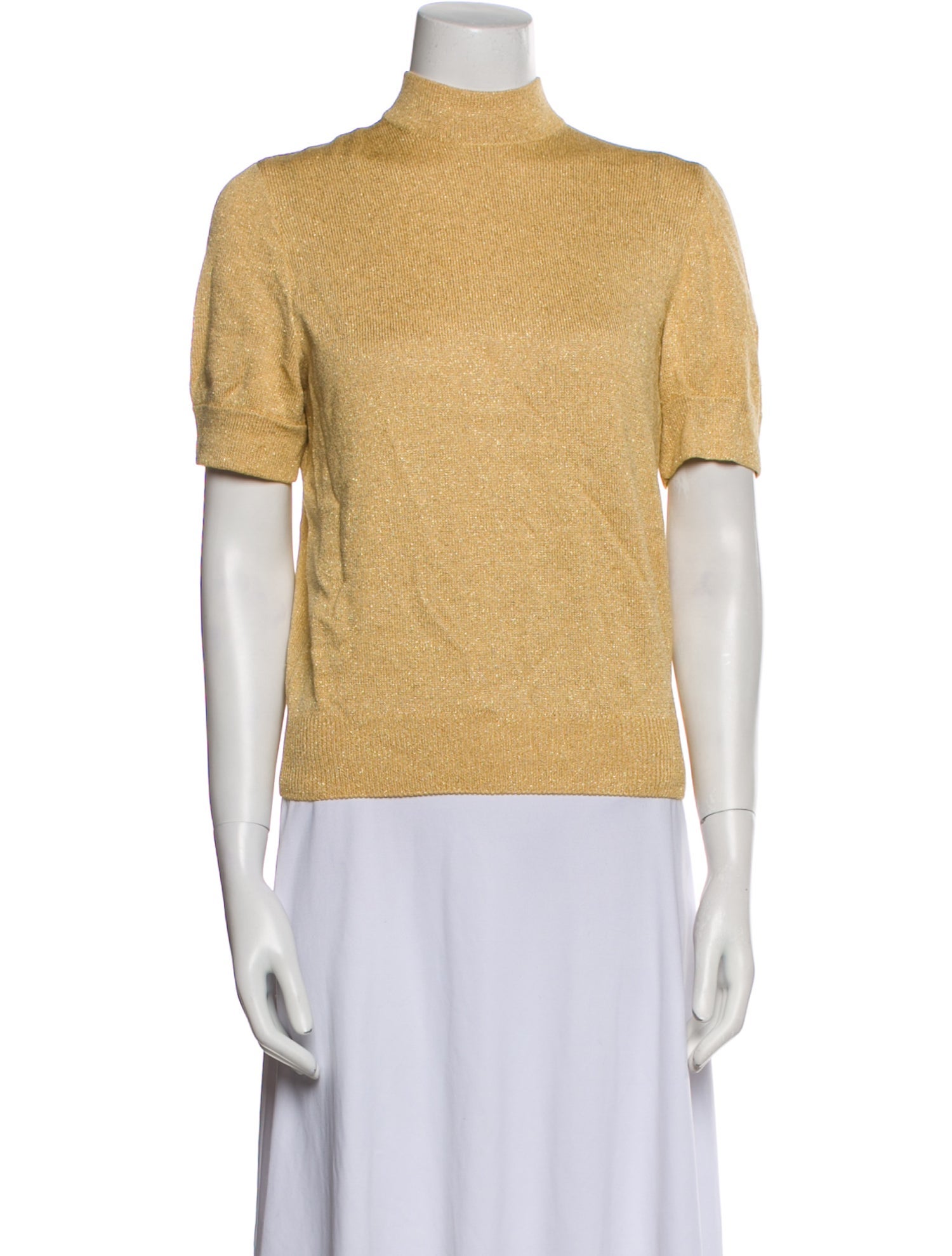St. John Mock Neck Short Sleeve Top