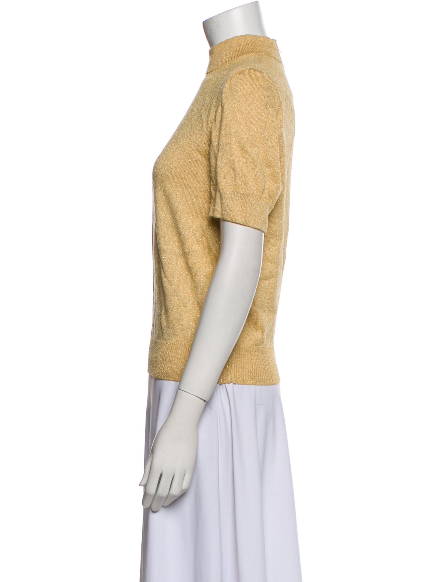 St. John Mock Neck Short Sleeve Top