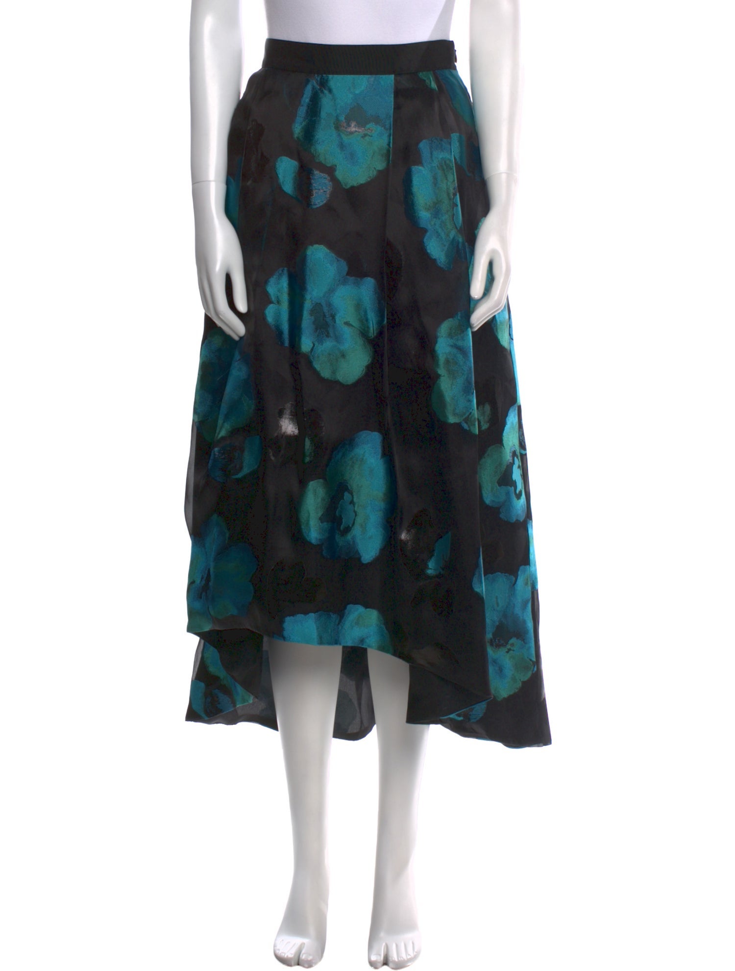 St. John Floral Print Midi Length Skirt