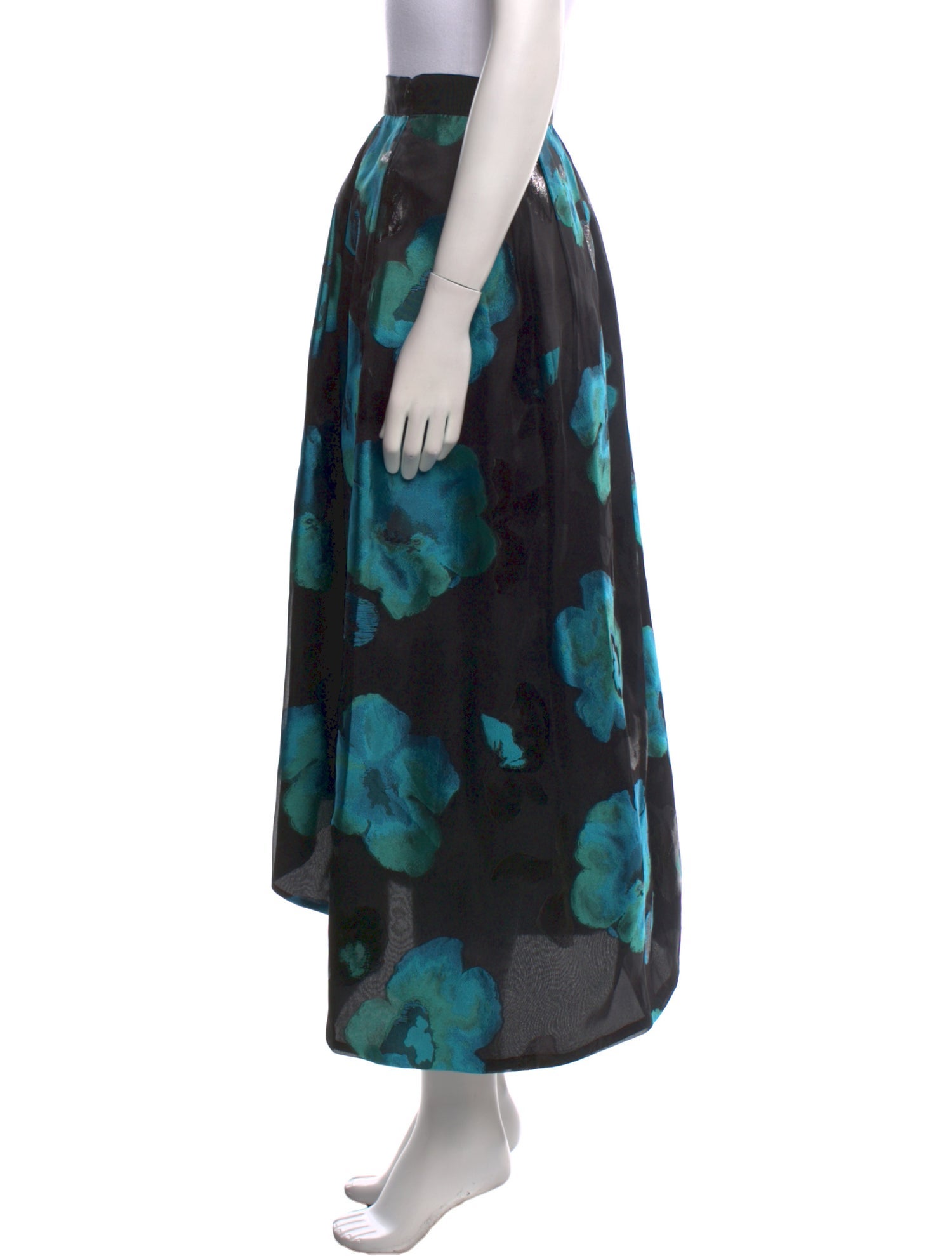 St. John Floral Print Midi Length Skirt