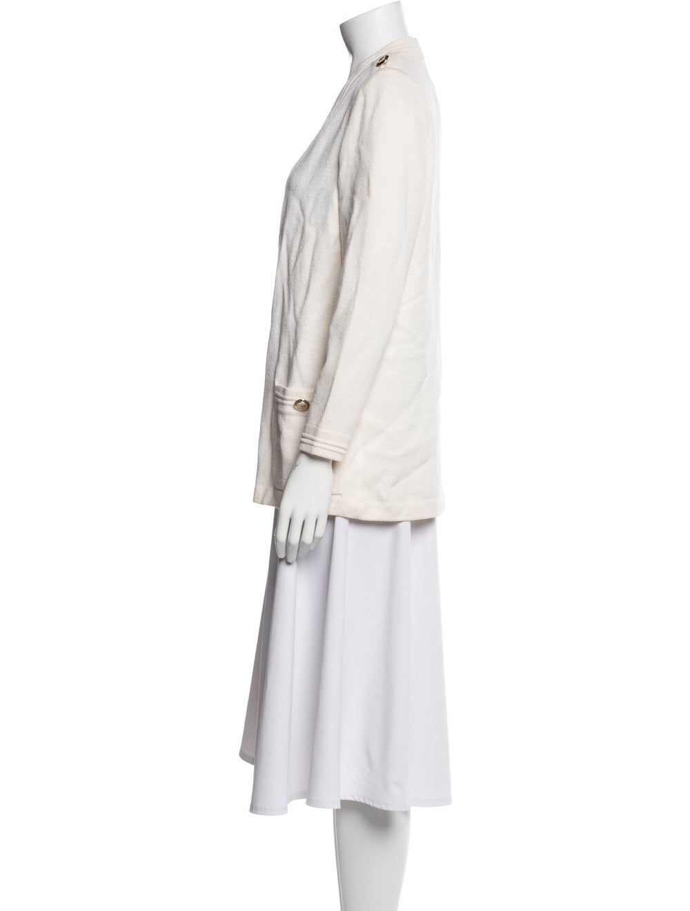 St. John Wool Jacket White Collarless Patch Pocke… - image 2